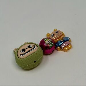 Glossy Acrylic or Rubber Round Character Beads Multicolor Hand Painted Set of 3